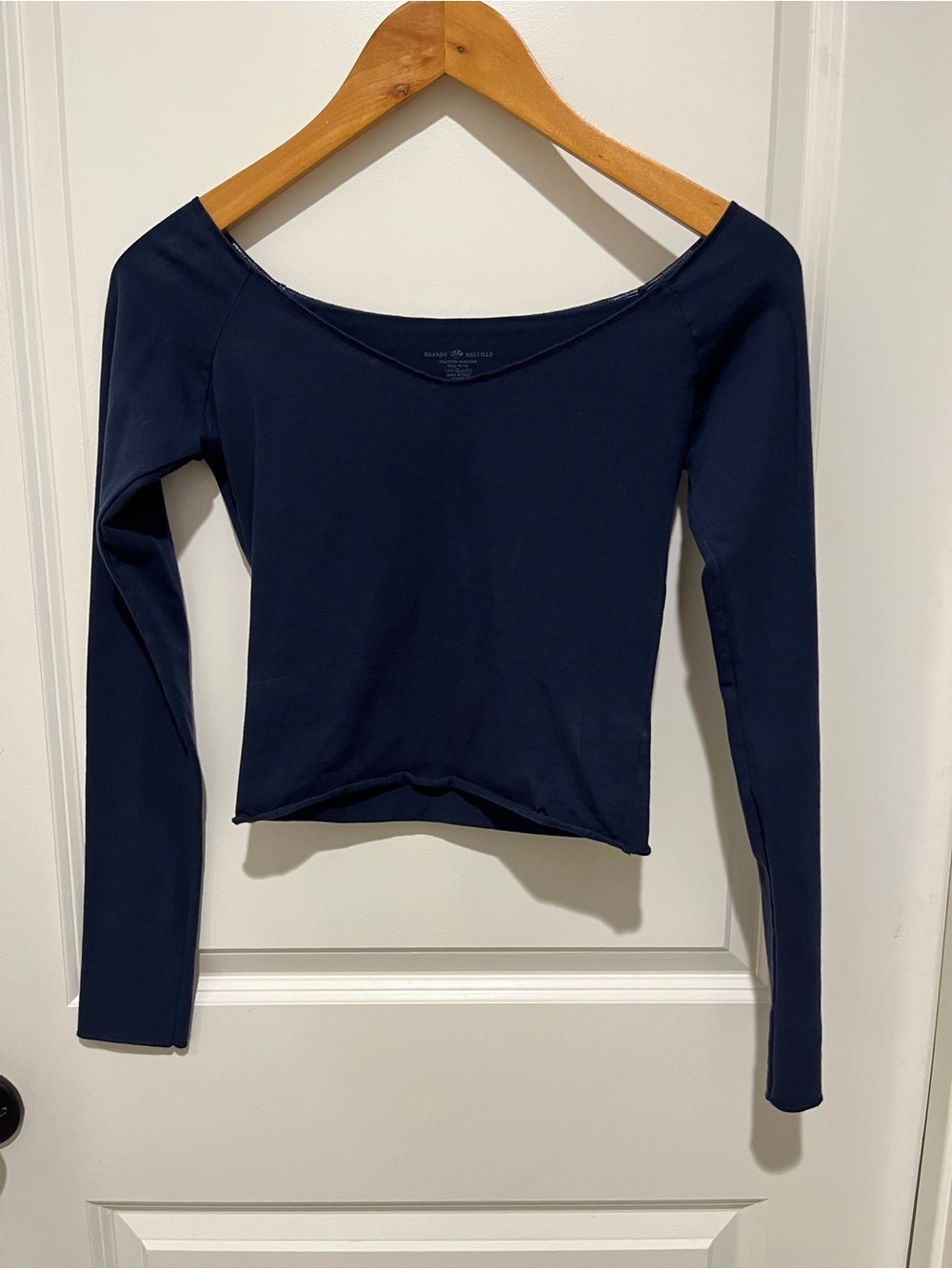 Brandy Melville Navy Long-Sleeve Scoop Neck Top